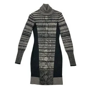 Karen Millen：リブニット スリーブ ミニワンピース グレー セール】スクエアリブニットミニワンピース（ワンピース